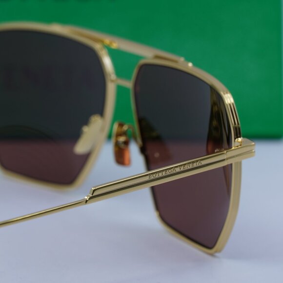 Bottega Veneta BV1012S 005 Aviator Sunglasses - Gold/Brown main image 9